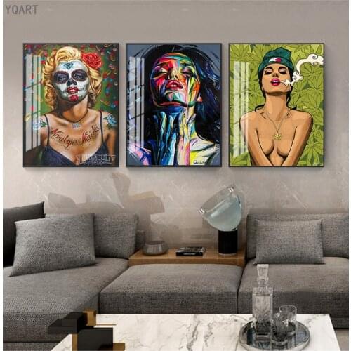 Modern Artwork of Women Portrait Canvas Paintings Wall Art Pictures Colorful African Girls Posters and Prints Home Room Decor