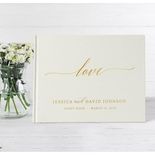 Wedding Guest Book,Unique Wedding Guest Books,Gold Foil Guest Book,Gold Wedding Guest Book,Calligraphy Guestbook for Mariage