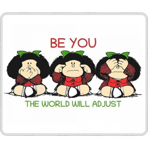 Triple Mafalda Cartoon Vintage Mouse Pad Lockedge MousePad Natural Rubber Computer Keyboard Desk Pad
