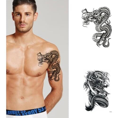 Waterproof Temporary Tattoo Sticker Dragon Totem Flash Tatoo Body Art Arm Thigh Fake Sleeve Tatto Man fake tattoo for woman