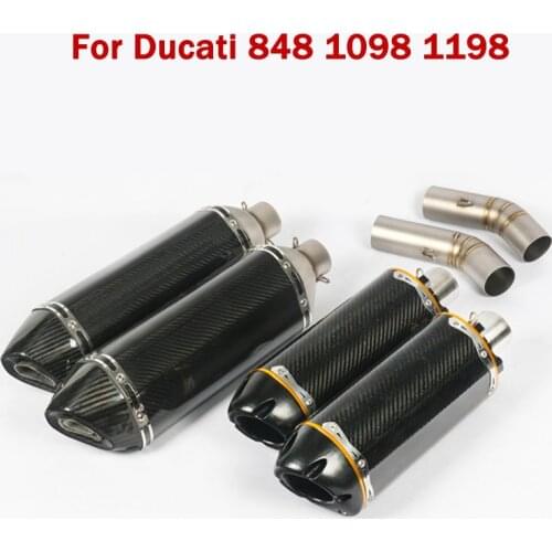 Slip On Exhaust Vent Pipe Baffle Muffler End Tips Escape Link Pipe Connnecting Mid Tube for Ducati 848 1098 1198 Motorcycle
