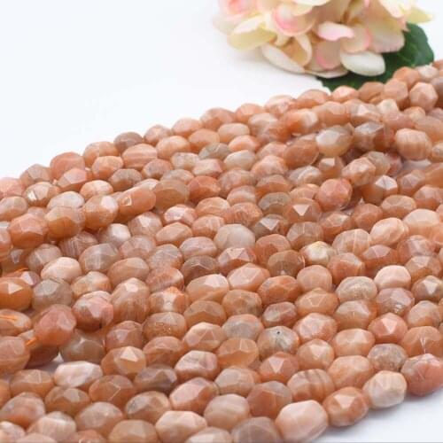 High quality natural genuine orange gold faceted sunstone nugget free form smooth beads