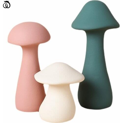 WU CHEN LONG Nordic Ideas Mushroom Art Sculpture Abstract Agaric Statue Morandi Ceramic Craft Minimalist Home Decoration R6903