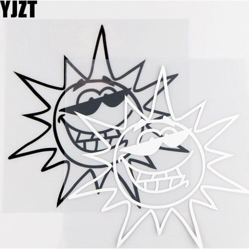 YJZT 14X14.3CM Mischievous Sun Smile Funny Car Window Bumper Vinyl Car Sticker Decal Art Decor Black / Silver 10A-0270