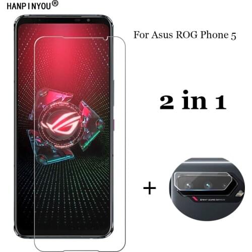 2-in-1 For Asus ROG Phone 5 ZS673KS 6.78" Camera Lens Protection Film + Front Tempered Glass Screen Protector