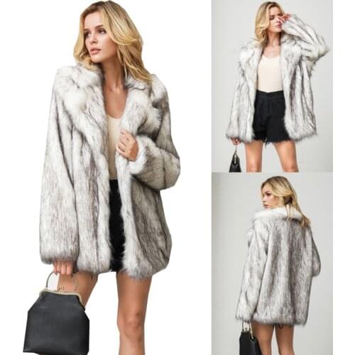 Womens fur coat imitation fox fur coat leisure warm fur coat in large European and American sizes jacket loose cardigan top