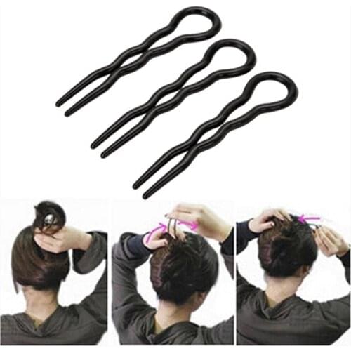 Furling Girl 1 set(3pcs)/lot ABS Japan OL Favorites U Shape Hair Clips Hairclip Grips Plastic Forks Hair Styling Accessories