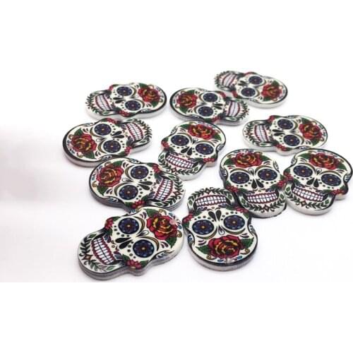 10pcs Charms Sugar Skull Halloween Charms for Jewelry Making Calavera Cute Sweet Whimsical Skeleton Skull Acrylic Jewelry Charms