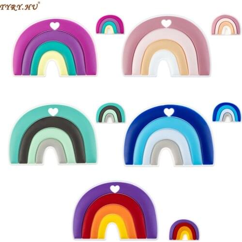 TYRY.HU 10pc Baby Rainbow Silicone Teether Bead Food Grade Silicone Beads For Pacifier Chain BPA Free Personalized Newborn Gift