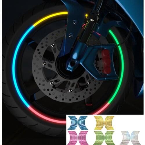 16Pcs 10inch 18inch Motorcycle Wheel Rim Sticker DIY Reflective Moto Bicycle Decal Universal Red Gold Green Light Blue Silver