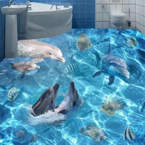 Beibehang Custom 3D Floor Wallpaper 3D Ocean World Living Room Bathroom Kitchen Floor Sticker PVC Waterproof Mural Self-adhesive