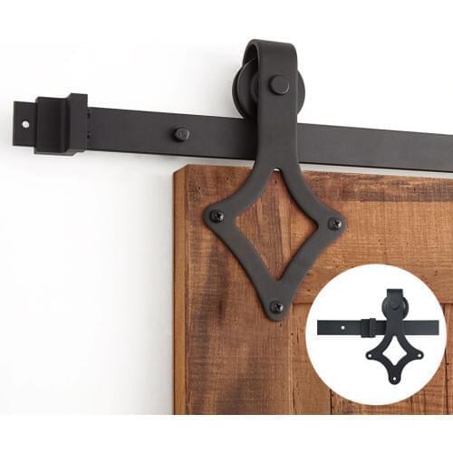4.9FT/6FT/6.6FT Black Rustic Carbon Steel Rhombus Sliding Barn Door Hardware Track Kit