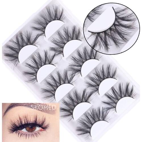 5 Pairs Woman False Eyelashes 13mm Faux Mink Hair Eye Lash Extension Crisscross Fluffy Wispy Flared Natural Handmade Eye Makeup