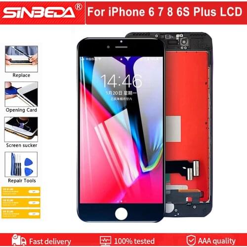 AAA++LCD Display For iPhone 6 7 8 6S Plus LCD Touch Screen Replacement For iPhone 5 5C 5S SE No Dead Pixel+Tempered Glass+Tools