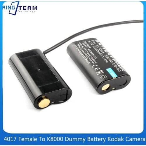 K8000 Dummy Battery 4017 Female Head Suitable For Kodak Camera Easy Share Z1485 ZX1 Z1085 Z1015 Z612 Z812 Z712