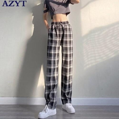 AZYT Women's Plaid Trousers