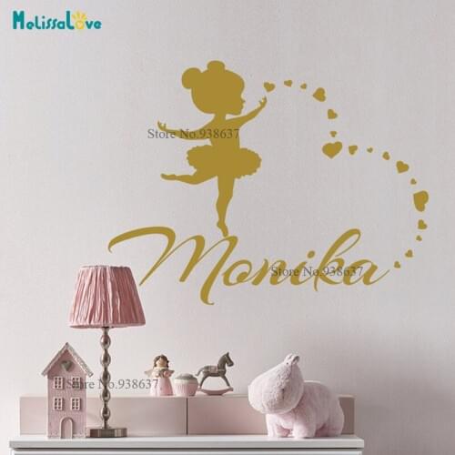 Ballerina Girl Custom Name Sticker Cartoon Whale Personlised Baby Girl Room Decal Nursery Wall Sticker Decoration BA017