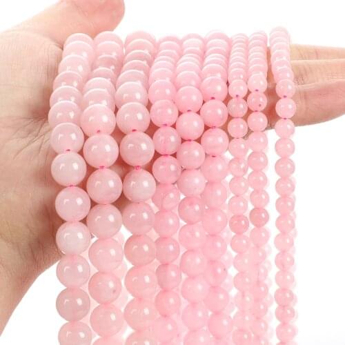 Natural Stone Beads Pink Agate Loose Spacer Bead For Jewelry Making DIY Charm Bracelet Ear Stud Accessories Strsnd 4/6/8/10/12MM