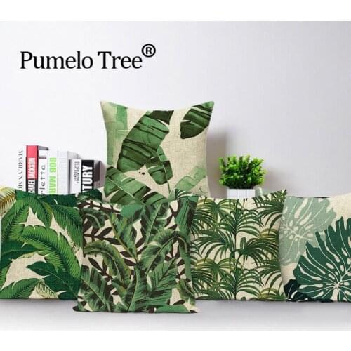 Plant Jungle Cushion Cover Tropical Leaves Pillow Case Linen Leaf Car Sofa Home Decorative Throw Pillows Covers Funda De Cojin