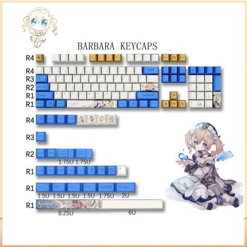 Genshin Impact Keycap 135 Key Pbt Sublimation CHERRY For Razer Mechanical Keyboard Compatible With 61/64/68/87/96/980/104 Layout
