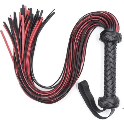 Fetish PU Leather Whip Flogger Handle Spanking Paddle Knout Flirting BDSM Adult Games Erotic Sex Toys For Women Man