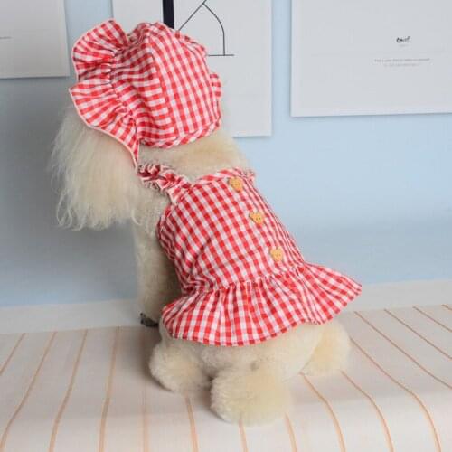 Pet Cat Cute Princess Dress Clothing Summer Dog Clothes Pet Puppy Sweet Plaid Dress Fits Small Dog for All Seasons Cat Costumes