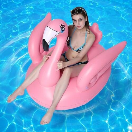Inflatable giant flamingo swan unicorn pontoon adult tube ring swimming pool party toy riding mattress swimming ring