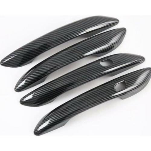 For Hyundai Elantra 2020 2021 Carbon Fiber Outer Door Handle Catch Cover Trim Smart Key Molding Guard Decoration Car Styling
