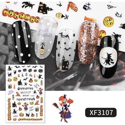 Halloween Series Nail Sticker Pumpkin Lantern Skeleton Spider Vampire Decals For Nail Art DIY Decoration Tools Party Decor