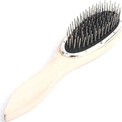 Wholesale 1 Pcs Steel Tooth Plastic Brushes Wood Comb Wig Hair Brush Anti-Static For Mannequin Head