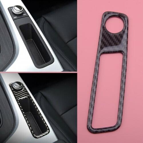 CITALL Carbon Fiber Black Console Gear Box Volume Knob Cover Decoration Trim Fit For Audi A4 B9 2017 2018 2019 Left Hand Drive