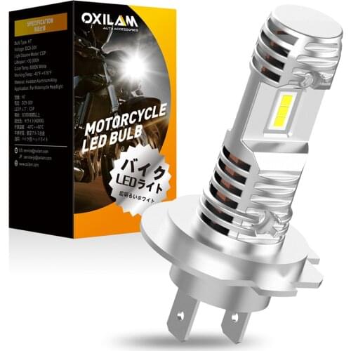 OXILAM 1Pcs Motorcycle Headlights LED H7 5530-SMD Moto Scooter Headlamp LED Bulb Replacement Lamp for Motorbike 6000K White
