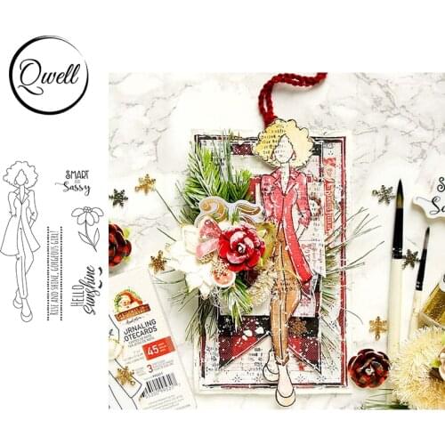 QWELL 6*8 Clear Transparent Stamps Lively Gorgeous Girl Flowers Basic Words Phrase Sentences DIY Craft Scrapbooking 2021 New