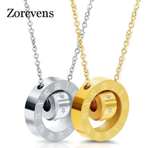Luxury Brand Jewelry 316L Stainless Steel Double Loop Love/Roman Numerals Necklace Austrian Crystal Love Necklace For Women