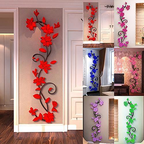 Rosa Multiflora Vine Entrance Corridor Wall Sticker DIY 3D Backdrop Decor