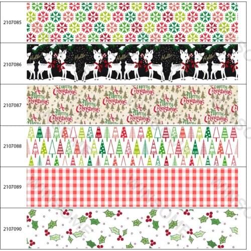 Christmas Tree Deer Lattice Printing Grosgrain Ribbon 10 Yards DIY Crafts Decorative Bow