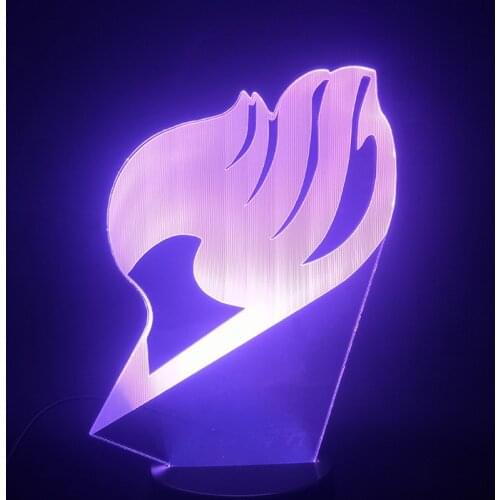 Fairy Tail Logo 3d Night Lights Toys Set Anime Lamp Lampara Kid Gift Color Changing Table Led Illusion Action Figure Lighting