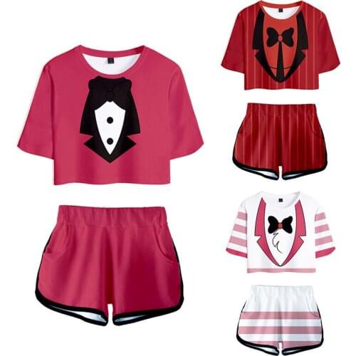 Anime Hazbin Cosplay Sport Clothing Hotel Shirt Tshirt Tees Shorts Charlie T Shirt T-shirt Dust Sport Suit Vaddie Running Set
