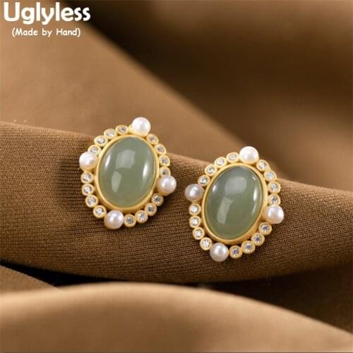 Uglyless Nature Meaty Agate Oval Jewelry Sets for Women Sparkly Zircons Garland Earrings 925 Silver Brincos Fashion Studs Bijoux