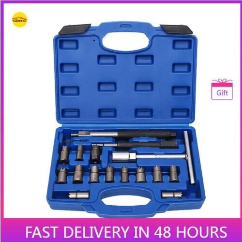 Universal 17Pcs Vehicle Truck Diesel Injector Seat Cutter Cleaner Set Tools