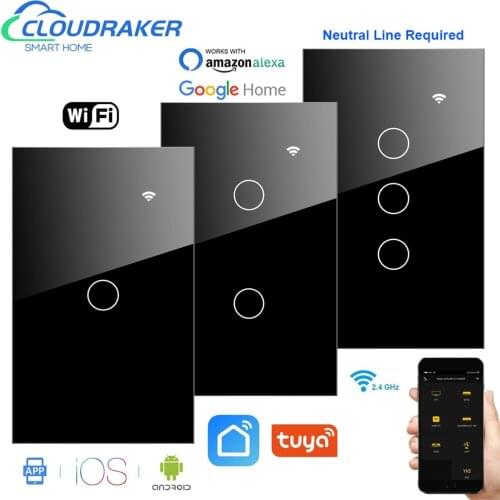 Smart Touch Switches WiFi, APP Smart Wireless Remote Switch, Voice-Control Alexa Echo/Google Home Crystal Tempered Glass Panel