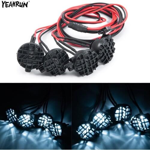 YEAHRUN RC Car Roof LED Light Round Spotlight For 1/10 Axial SCX10 90046 Traxxas TRX4 CC01 D90 Wraith RR10 RC Crawler Car Parts