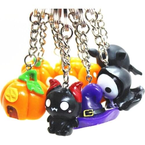 Funny Halloween Pumpkin Lantern Wizard Hat Keychain Fashion Creative Ghost Vampire Key Ring Pendant Gifts Fit Bookbag /Key