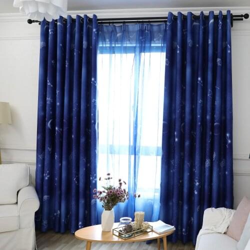 Blue Night Sky Blackout Curtains for Children Living Room Bedroom Kids Decorative Window Drapes Custom Made