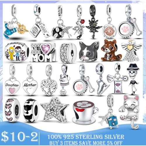 925 Sterling Silver Coffee Cup Charms European coffee cup beads fit Original Pan Bracelet Silver 925 jewelry Making