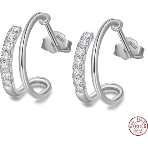 925 Silver Diamond-encrusted Zircon Earrings Ear Studs for Women Gold Silver Earring