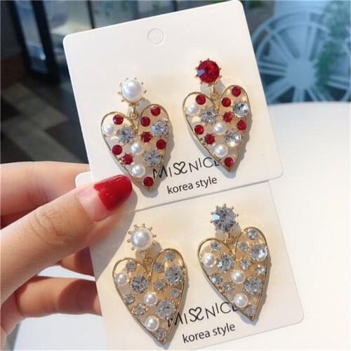 2019 Trendy Elegant Girls Pearl Earrings Korea Style Personality Heart Shape Ear Accessories Statement Jewelry Gift For Women 4