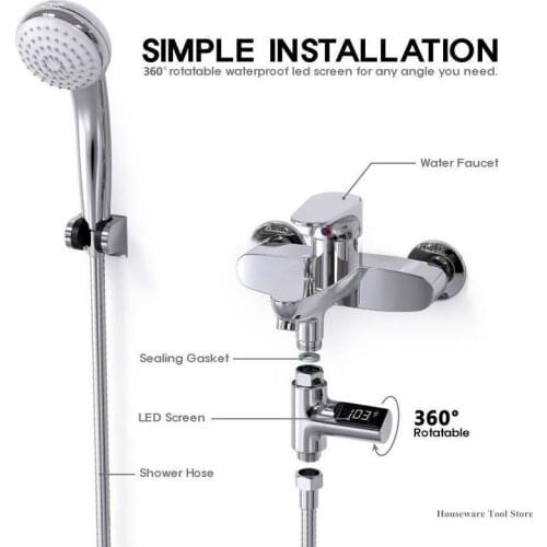 1PCS Water Shower Digital Thermometer Baby Care LED Display Home Flow Self-Generating Electricity Monitor Energy Smart Meter New