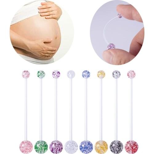 10-30pcs Acrylic Flexible Belly Button Rings Piercing Navel Bar Pregnancy Sport Maternity Retainer Sexy Women Body Jewelry 14G