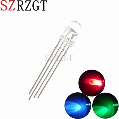 100pcs 5mm RGB LED Common Cathode Tri-Color Emitting Diodes f5 RGB Diffused